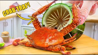 Yummy Miniature Seafood Crab Fry Recipe Idea 🦀 Catch and Cook Crab with Watermelon in Mini Kitchen
