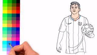 How to Draw Lionel Messi drawing for kids kids coloring page