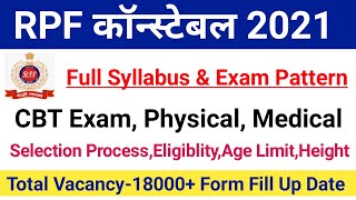 RPF Constable Syllabus 2021|RPF Constable Eligibility,Age Limit, Selection Process, Height|#rpf2021