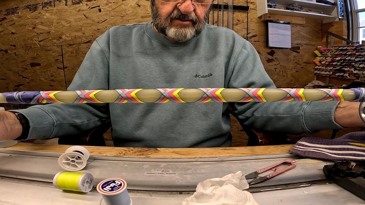 Simple Chevron Decorative Wrap on a Fishing Rod - YouTube