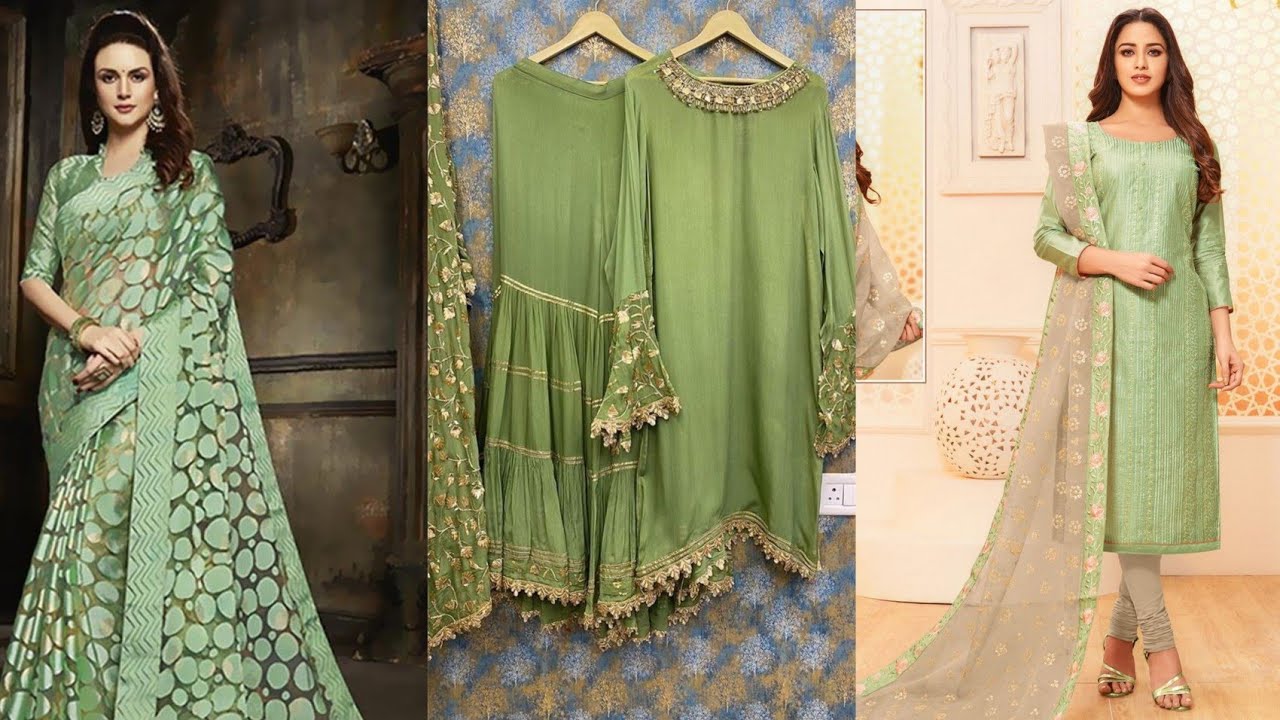 Pista Green colour combination Dresses | Mint Green colour Fancy Dress Designing🌀ideas | 🤗🤗