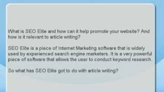Using SEO Elite With Article Writing