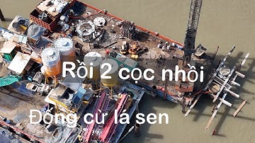 Đổ Bêtông khoan cọc nhồi giữa sông cầu đại Ngãi 2 đúc hẵng cân bằng 2 bên