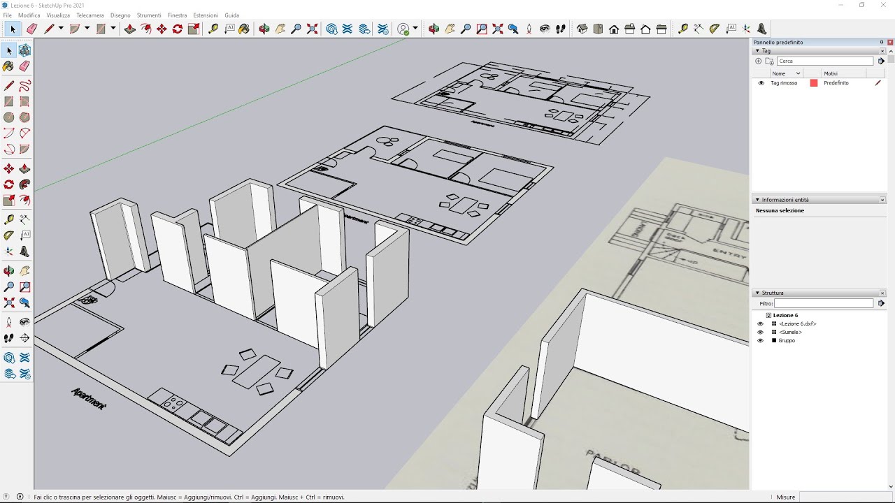 Videocorso Sketchup PRO - 06 - Importa Riferimenti CAD DWG DXF o Immagine  2D, Scala, Estrusione 3D - YouTube