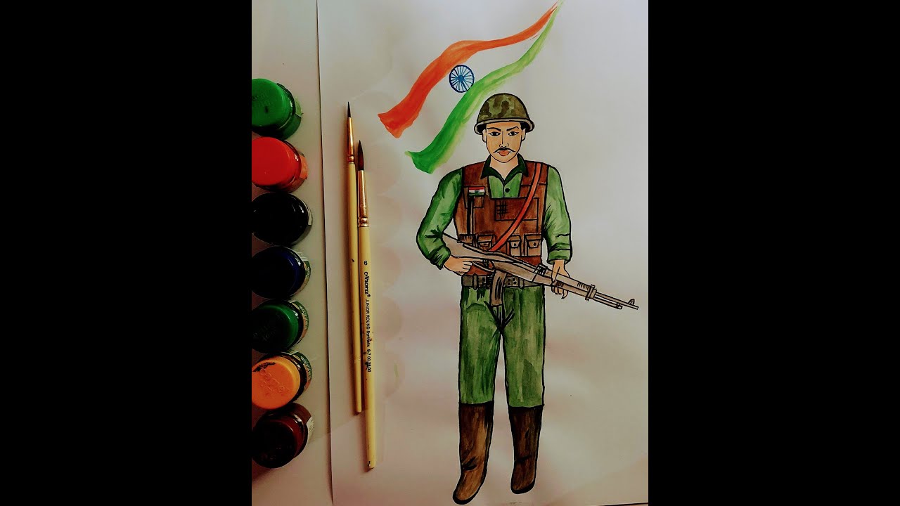 How to draw Indian Army soldier step by step l Soldier drawing with