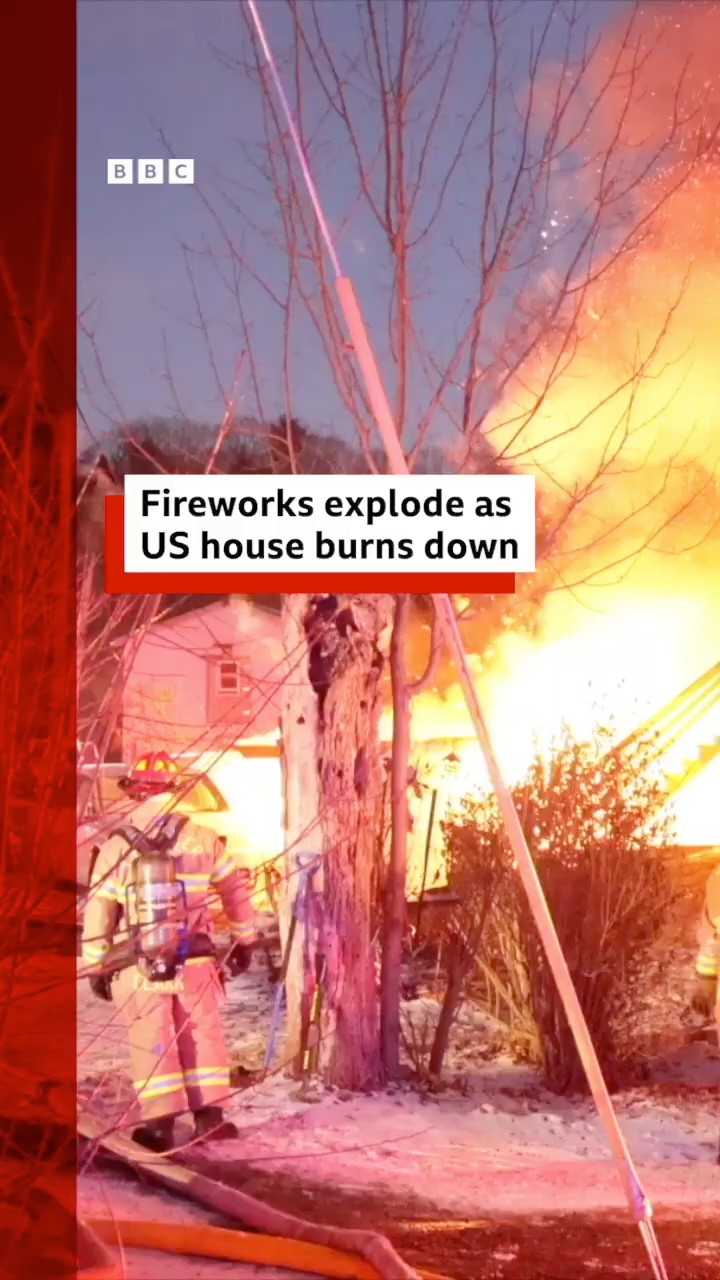 No injuries were reported as fireworks exploded during a fire in Massachusetts. #BBCNews