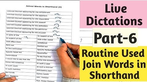 Routine Words Join Shorthand I part 6 I live dictations of routine use join words