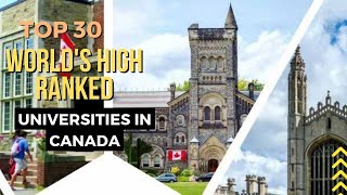 Top 30 World High Ranked Universities In Canada 2023