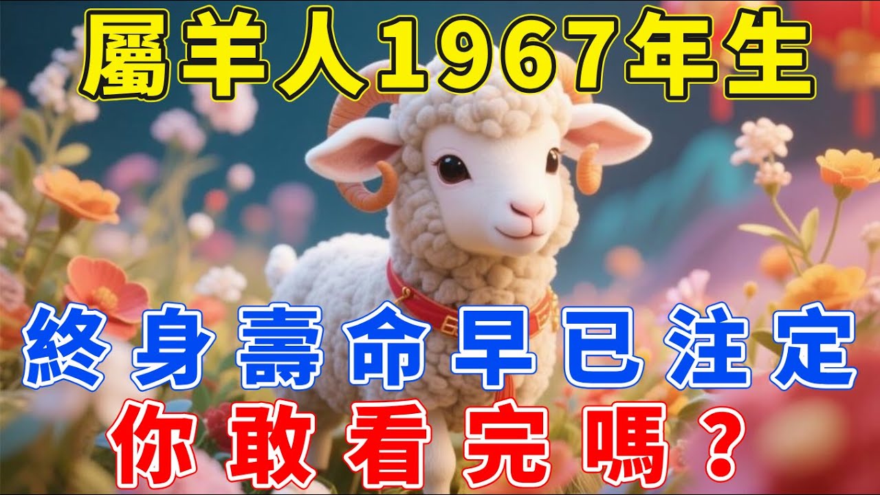 屬羊人，1967年丁未年生，今年58歲 ，終身壽命早已註定！你敢看完嗎？【生肖佑福】#生肖 #運勢 #風水 #財運#命理