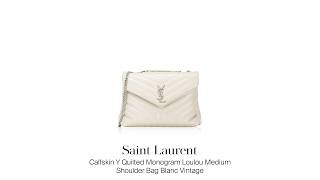Saint Laurent Calfskin Y Quilted Monogram Loulou Medium Shoulder Bag Blanc Vintage
