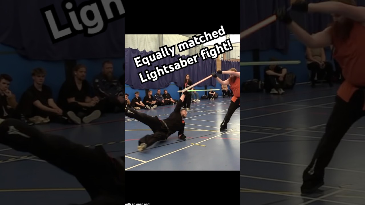 Equally matched lightsaber fight! 
