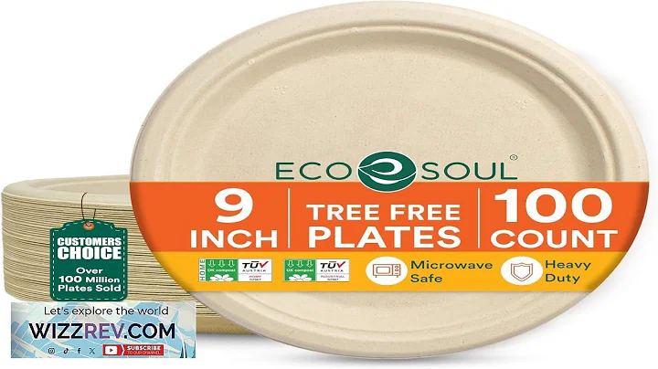 ECO SOUL Compostable 9 Inch(100 Pack) Biodegradable Heavy Duty Disposable Eco Friendly Paper