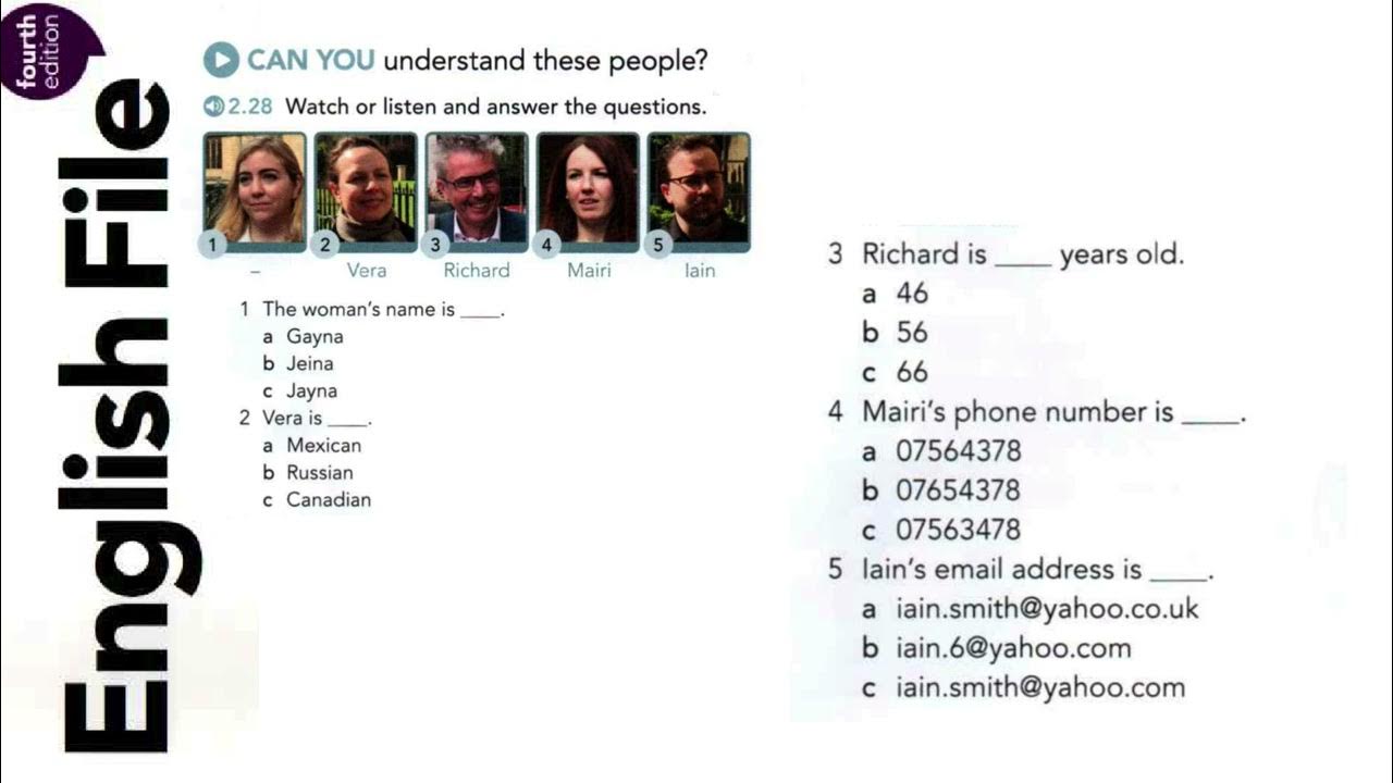 English File beginner 4th edition SB_2.28 - YouTube