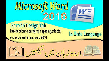 Introduction to paragraph spacing,effects,set as default in ms word 2016