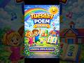 Tuesday Poem for Kids 🌈 | Days of the Week Song | Preschool Learning Rhyme