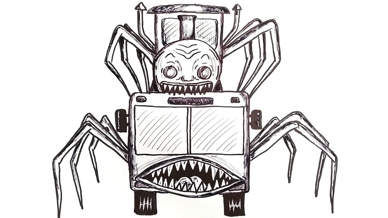 How to draw a Choo Choo Charles attacking Bus Eater