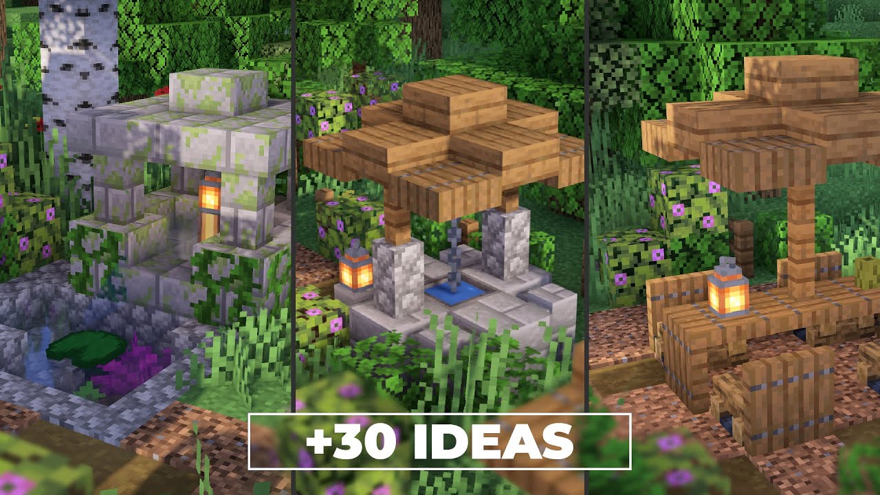 Minecraft +30 IDEAS y DECORACIONES para HACER JARDINES! YouTube