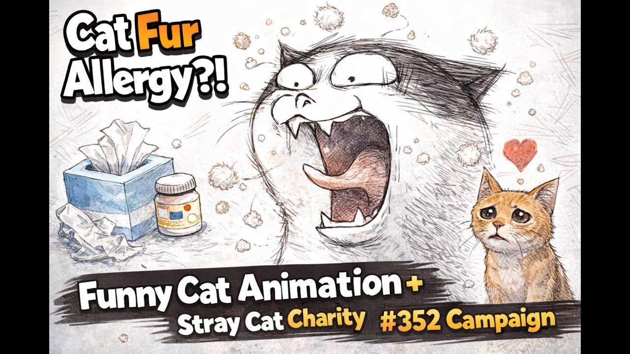 Cat Fur Allergy?! | Funny Cat Animation + Stray Cat Charity (352 Campaign)