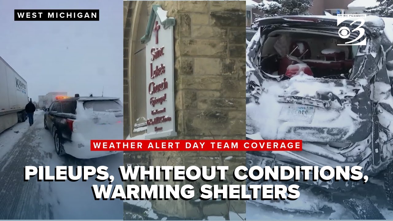 Multiple highway pileups, whiteout conditions amid bitter cold and community resources West Michigan