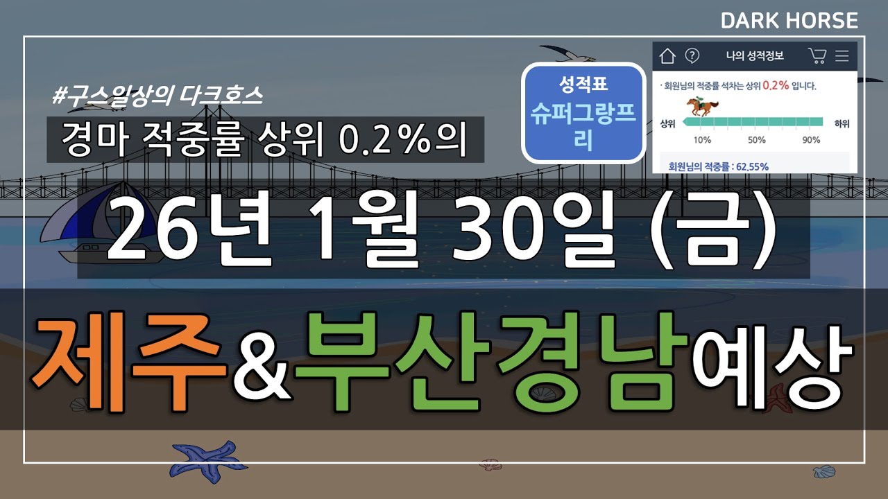 [구스일상 경마예상] 2026년 1월 30일 금요일 제주 부산경남 경마 예상