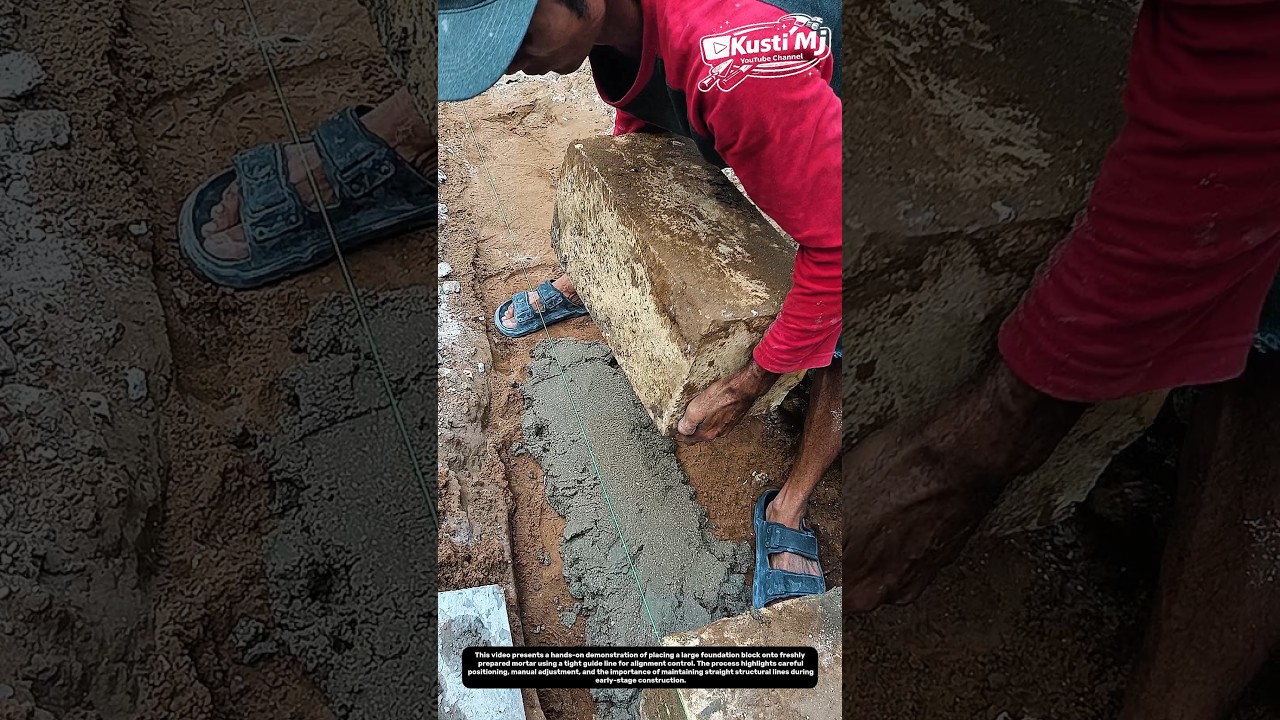 Precision Block Placement on Fresh Mortar Using Guide Line | Practical Site Training.