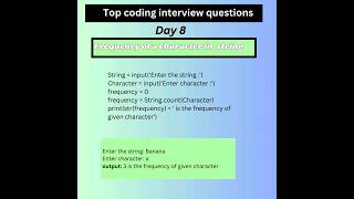 Top coding interview questions Day-8: Frequency of character in a string #coding #it #interviewcodin