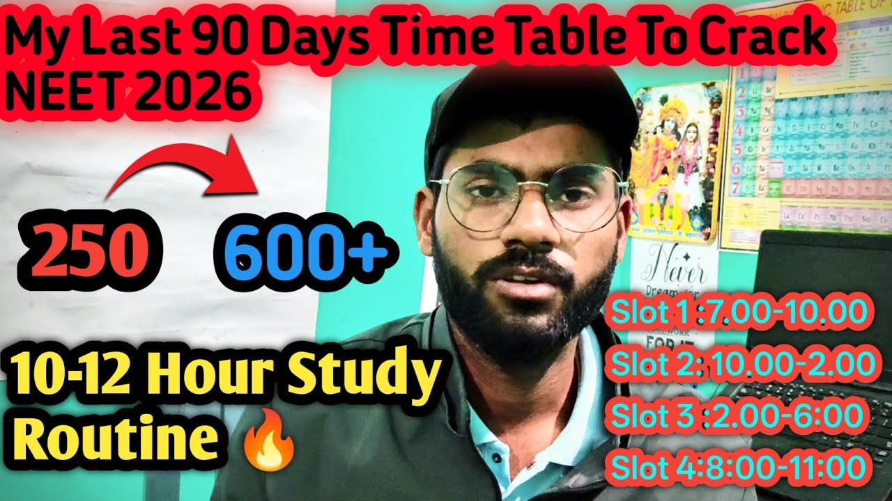 My Time Table for 90 Days to Crack NEET 2026🔥 | Realistic Study Plan