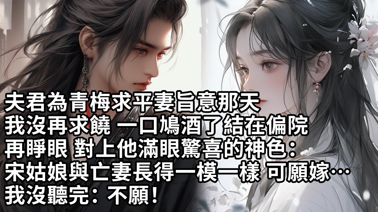 【一口氣看完】夫君為青梅求平妻旨意那天，我沒再求饒 一口鳩酒了結在偏院，再睜眼 對上他滿眼驚喜的神色：宋姑娘與亡妻長得一模一樣 可願嫁…我沒聽完：不願！【許青瑟】【大女主】【重生】
