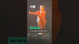 The Lorax twerks to The All-American Rejects at the Jonas Brothers concert in San Antonio, Texas