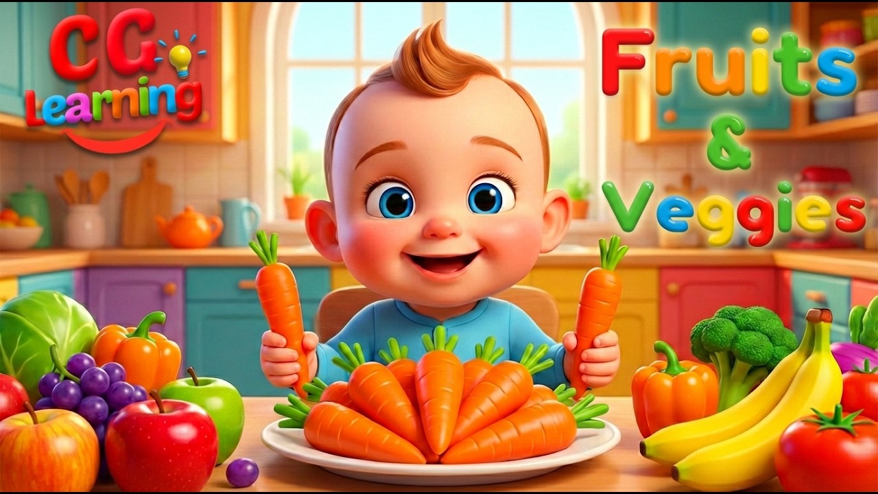 Crunch Crunch Crunch! 🥕 | The Healthy Fruits & Veggies Song by CG Learning | Fruits and Vegetables