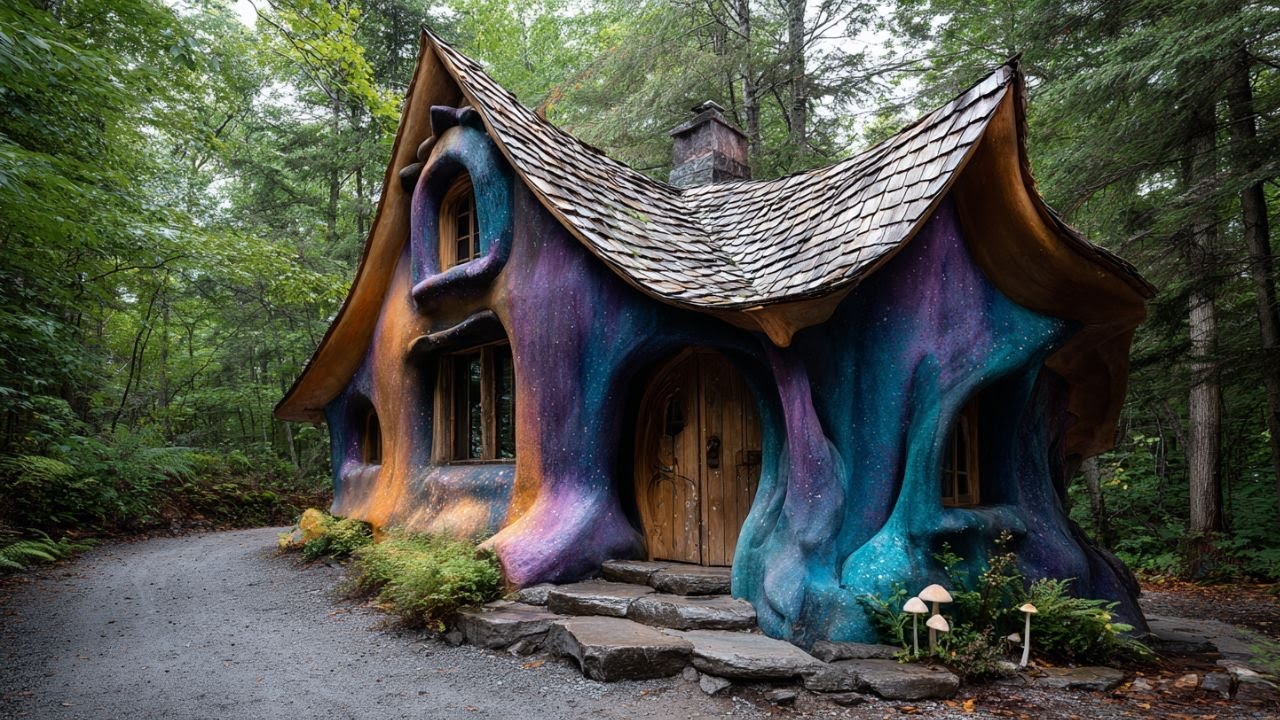 Дизайн сказочного глиняного домика в лесу | Вдохновение для красочного многоцветного крошечного дома