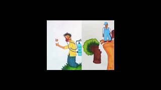 2in1save tree🌳save world🌍#viralvideo#deepmeaningart #official sanjana art# #youtubeshorts#shortvideo