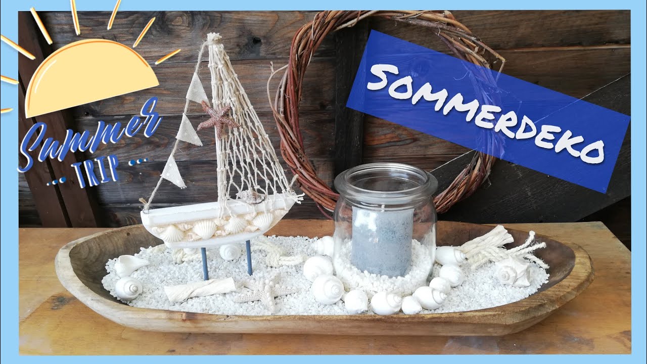Sommerdeko Längliche Holzschale | Sommer Dekoration von Tedi
