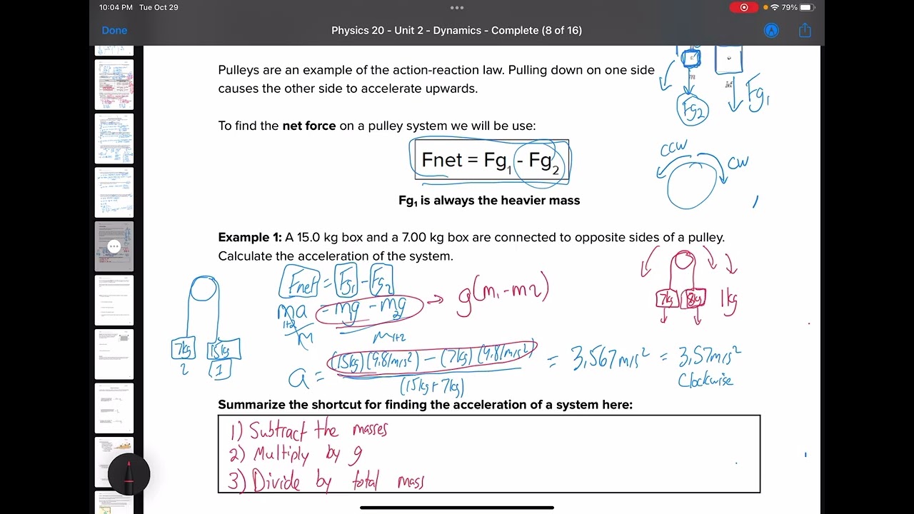 Physics 20 - Dynamics - Lesson 7 - Pulleys