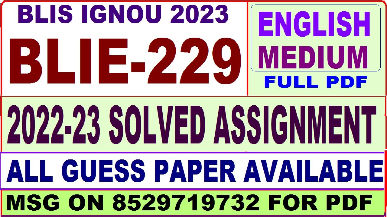 blis solved assignment 2022 23