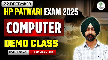 HP Patwari Exam 2025 | Computer | Demo Class | Jaskaran Sir #hppatwari