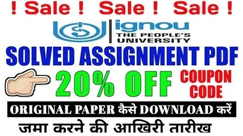 IGNOU SOLVED ASSIGNMENT | for June 2020 Exams Complete information By STUDY ZONE