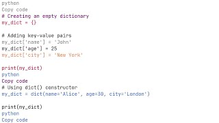 python create dictionary programmatically