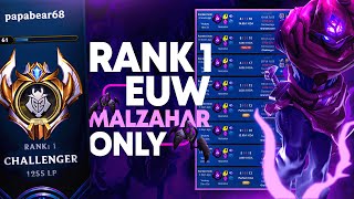 This player reached Rank 1 EUW playing ONLY MALZAHAR???