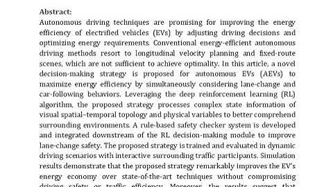 Deep Reinforcement Learning Based Energy Efficient Decision Making for Autonomous Electric Vehicle i