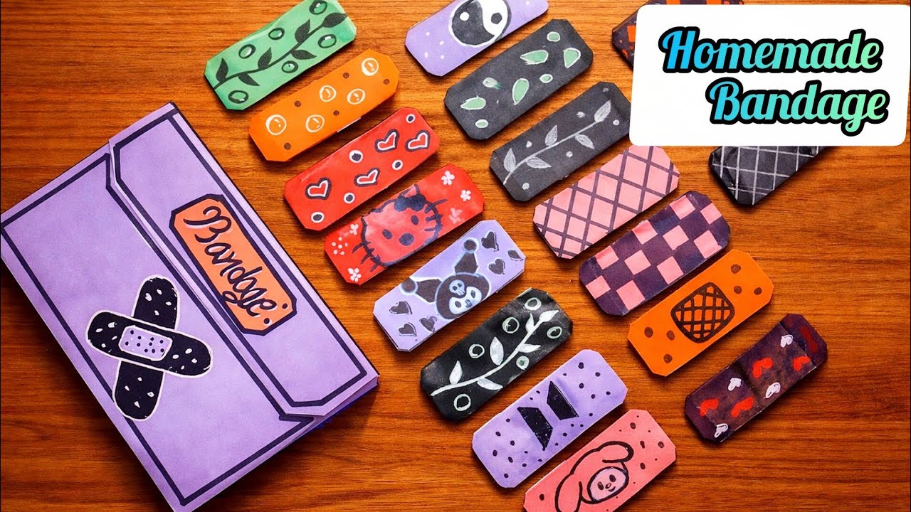 Diy cute paper band-aid | Diy mini paper band-aid | Origami paper craft |