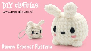 Mini bunny Amigurumi keychain crochet tutorial pattern - No Sew Amigurumi