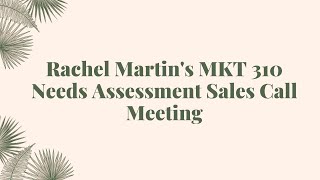 Needs Assessment Sales Call Meeting