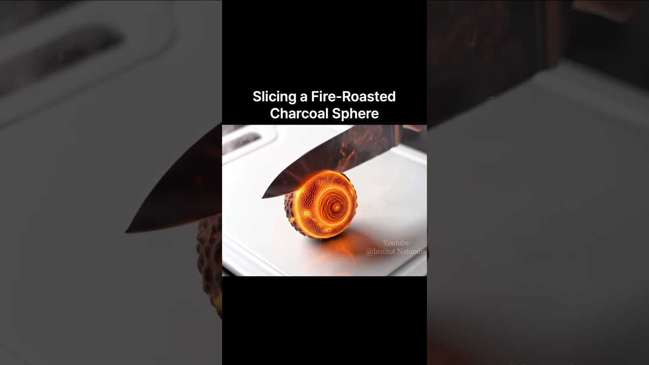 Cutting a Burnt Charcoal Sphere — Deep Crackle & Crunch ASMR