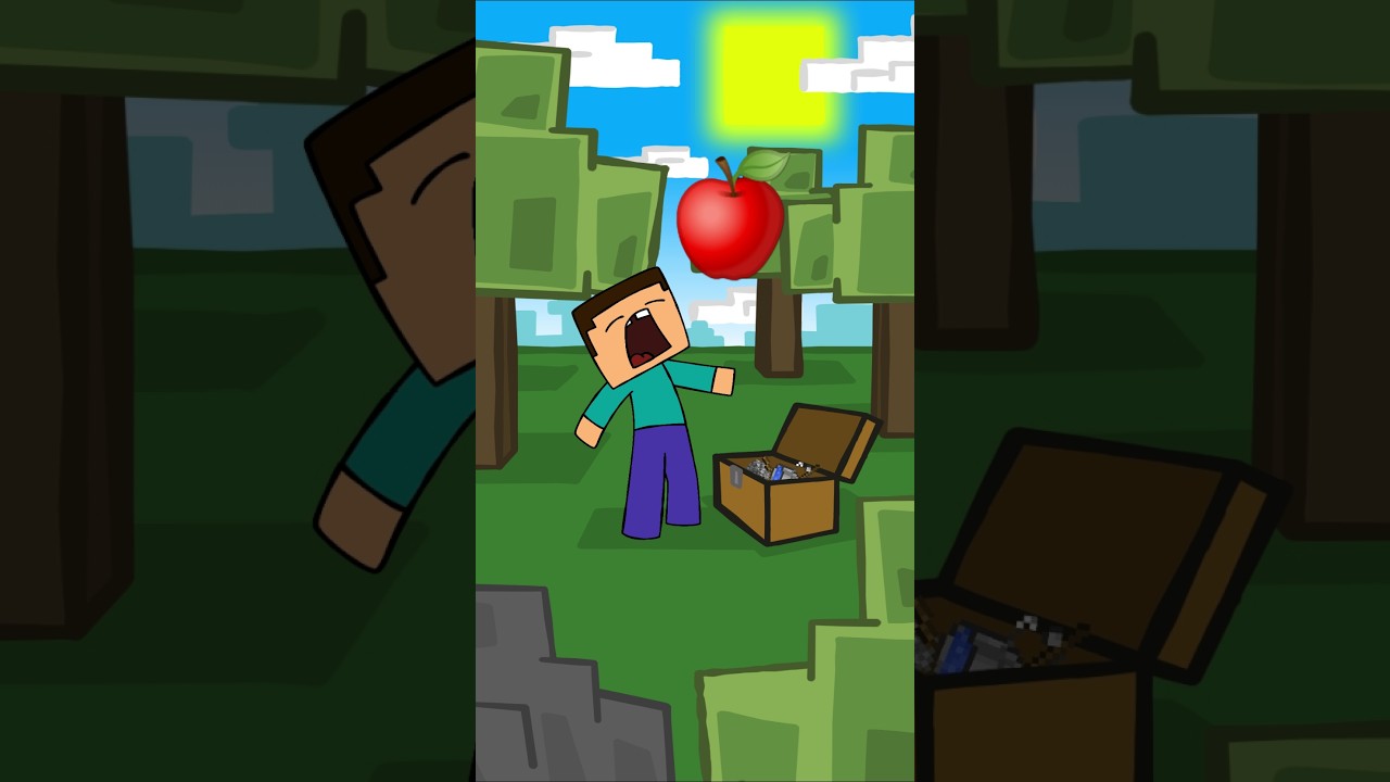 😲Steve is surprised by how the crazy apple is acting🍎