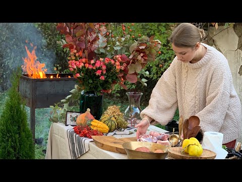Яблоко от яблони. Осенний букет. Баранина с тыквой и айвой.