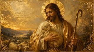 Jesus the Good Shepherd John 10:11 Christian Oil Painting with Elegant Gold Frame Religious Wall Art