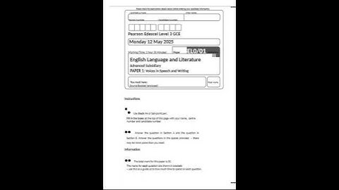 PEARSON EDEXCEL AS ENGLISH LANGUAGE AND LITERATURE PAPER 1 2025 (8EL0/01)