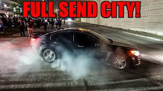 PURE INSANITY AT CAR MEET LEADS TO COPS SWARMING THE SHOW! (BURNOUTS, STREET RACING + MORE!)