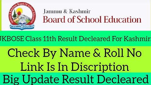JKBOSE Class 11th Result Decleared For Kashmir Division Check By Name